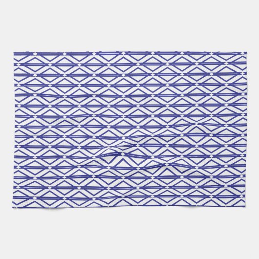 Blaues geometrisches Muster Geschirrtuch (Horizontal)