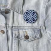 Blaues geometrisches Muster im Retro-Stil Button (Beispiel)