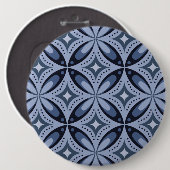 Blaues geometrisches Muster im Retro-Stil Button (Vorne & Hinten)