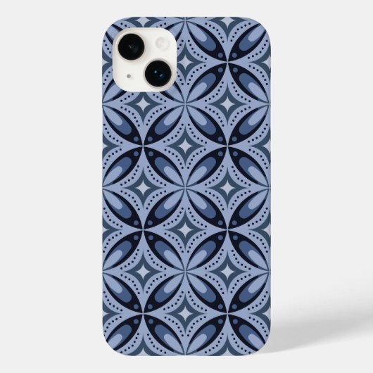 Blaues geometrisches Muster im Retro-Stil Case-Mate iPhone Hülle (Rückseite)