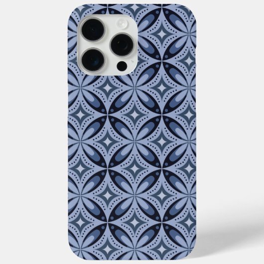 Blaues geometrisches Muster im Retro-Stil Case-Mate iPhone Hülle (Rückseite)