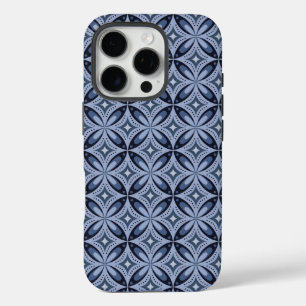 Blaues geometrisches Muster im Retro-Stil iPhone 16 Pro Hülle
