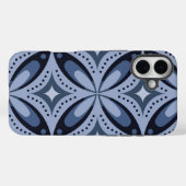 Blaues geometrisches Muster im Retro-Stil Case-Mate iPhone Hülle (Rückseite (Horizontal))