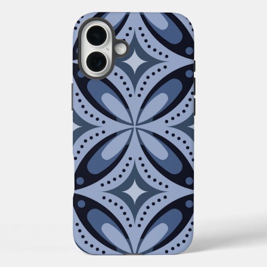 Blaues geometrisches Muster im Retro-Stil Case-Mate iPhone Hülle (Rückseite)