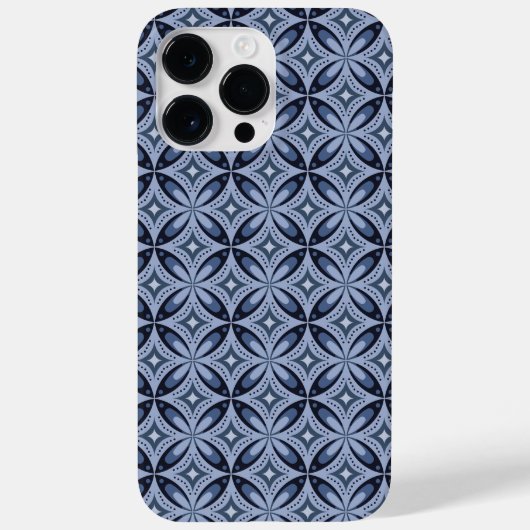 Blaues geometrisches Muster im Retro-Stil Case-Mate iPhone Hülle (Rückseite)