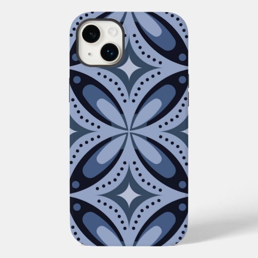 Blaues geometrisches Muster im Retro-Stil Case-Mate iPhone Hülle (Rückseite)