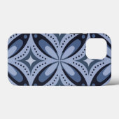 Blaues geometrisches Muster im Retro-Stil Case-Mate iPhone Hülle (Rückseite (Horizontal))