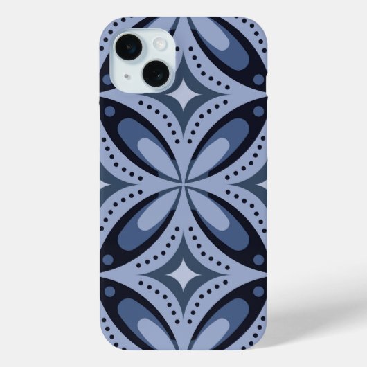 Blaues geometrisches Muster im Retro-Stil Case-Mate iPhone Hülle (Rückseite)