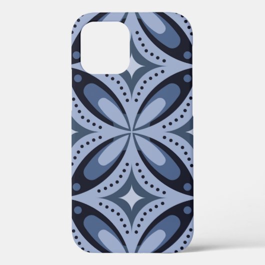 Blaues geometrisches Muster im Retro-Stil Case-Mate iPhone Hülle (Rückseite)