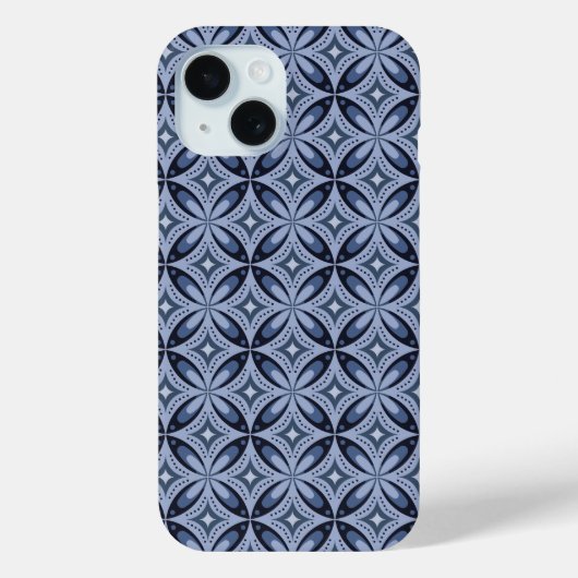 Blaues geometrisches Muster im Retro-Stil Case-Mate iPhone Hülle (Rückseite)