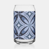 Blaues geometrisches Muster im Retro-Stil Dosenglas (Rückseite)