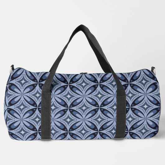 Blaues geometrisches Muster im Retro-Stil Duffle Bag (Vorderseite)