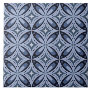 Blaues geometrisches Muster im Retro-Stil Fliese