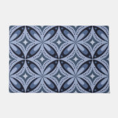 Blaues geometrisches Muster im Retro-Stil Fußmatte (Vorderseite)
