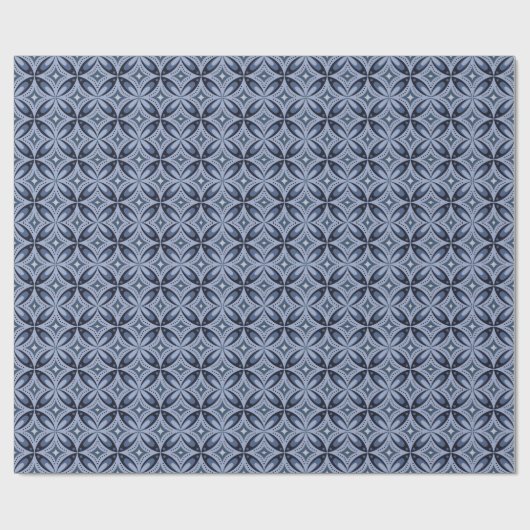 Blaues geometrisches Muster im Retro-Stil Geschenkpapier (Flach)