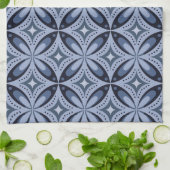 Blaues geometrisches Muster im Retro-Stil Geschirrtuch (Gefaltet)