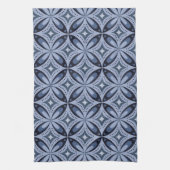 Blaues geometrisches Muster im Retro-Stil Geschirrtuch (Vertikal)