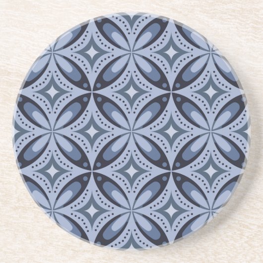 Blaues geometrisches Muster im Retro-Stil Getränkeuntersetzer (Vorne)