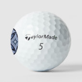 Blaues geometrisches Muster im Retro-Stil Golfball (Logo)