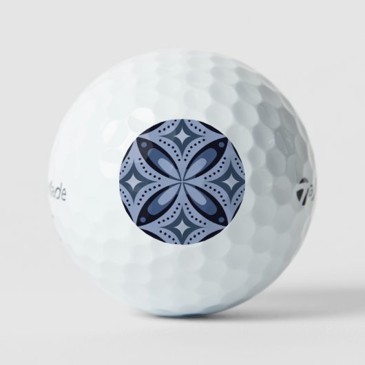 Blaues geometrisches Muster im Retro-Stil Golfball (Vorderseite)