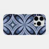 Blaues geometrisches Muster im Retro-Stil iPhone Hülle (Rückseite (Horizontal))