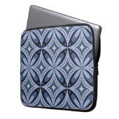 Blaues geometrisches Muster im Retro-Stil Laptopschutzhülle (Vorderseite Links)