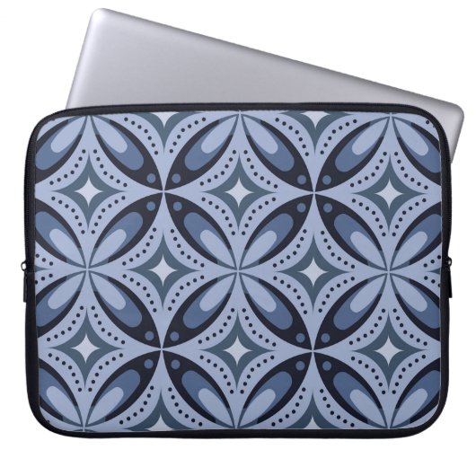 Blaues geometrisches Muster im Retro-Stil Laptopschutzhülle (Vorderseite)