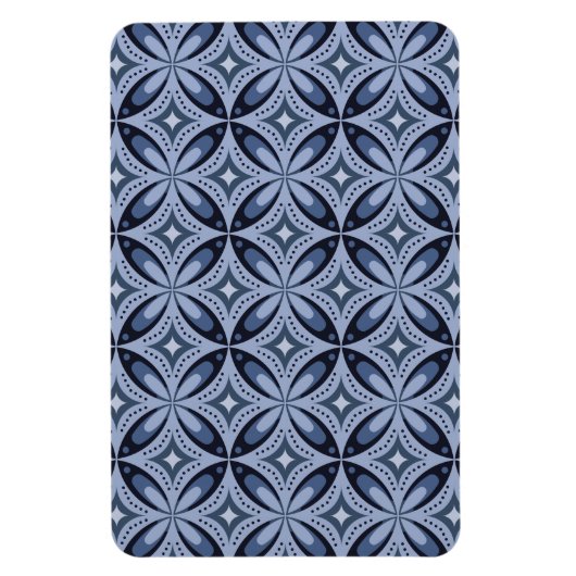 Blaues geometrisches Muster im Retro-Stil Magnet (Vertikal)