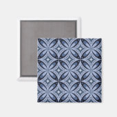 Blaues geometrisches Muster im Retro-Stil Magnet (Vorderseite/Rückseite)