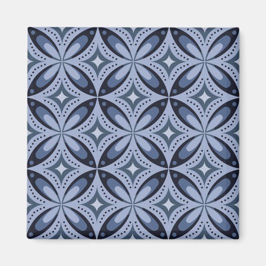 Blaues geometrisches Muster im Retro-Stil Magnet (Vorne)