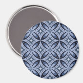 Blaues geometrisches Muster im Retro-Stil Magnet (Vorderseite/Rückseite)