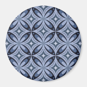 Blaues geometrisches Muster im Retro-Stil Magnet
