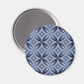 Blaues geometrisches Muster im Retro-Stil Magnet (Vorderseite/Rückseite)