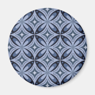 Blaues geometrisches Muster im Retro-Stil Magnet