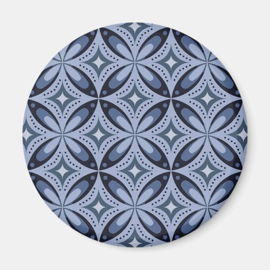 Blaues geometrisches Muster im Retro-Stil Magnet (Vorne)