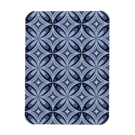 Blaues geometrisches Muster im Retro-Stil Magnet (Vertikal)
