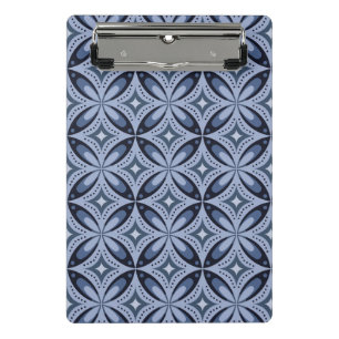 Blaues geometrisches Muster im Retro-Stil Mini Klemmbrett