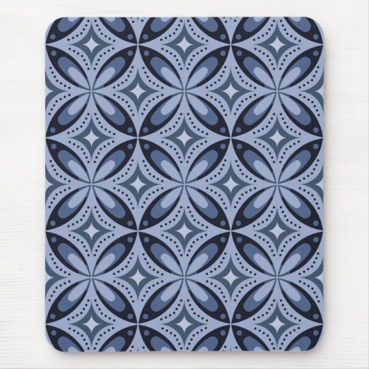 Blaues geometrisches Muster im Retro-Stil Mousepad (Vorne)