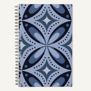 Blaues geometrisches Muster im Retro-Stil Notizblock