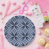 Blaues geometrisches Muster im Retro-Stil Pappteller (Party)