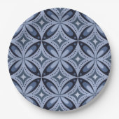 Blaues geometrisches Muster im Retro-Stil Pappteller (Vorderseite)