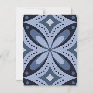 Blaues geometrisches Muster im Retro-Stil Postkarte