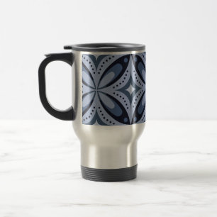 Blaues geometrisches Muster im Retro-Stil Reisebecher