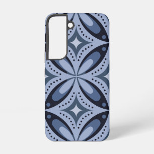 Blaues geometrisches Muster im Retro-Stil Samsung Galaxy Hülle