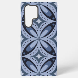 Blaues geometrisches Muster im Retro-Stil Samsung Galaxy Hülle