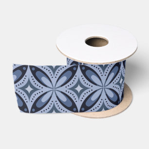 Blaues geometrisches Muster im Retro-Stil Satinband