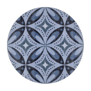 Blaues geometrisches Muster im Retro-Stil Schneidebrett