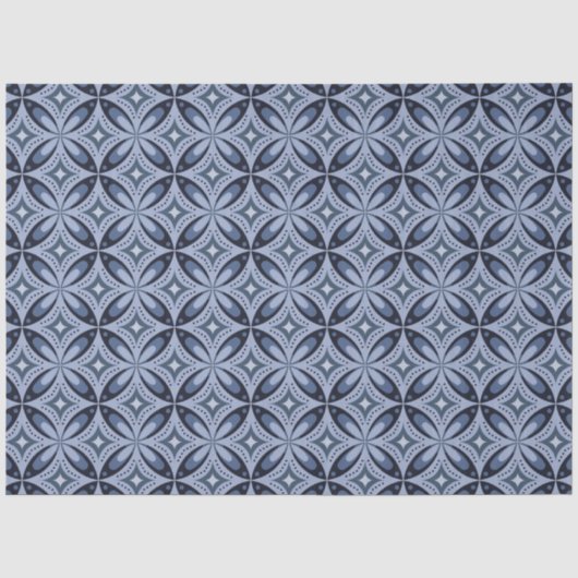 Blaues geometrisches Muster im Retro-Stil Seidenpapier (Vorderseite)
