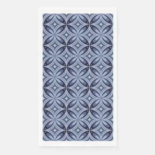 Blaues geometrisches Muster im Retro-Stil Serviette (Vorderseite)