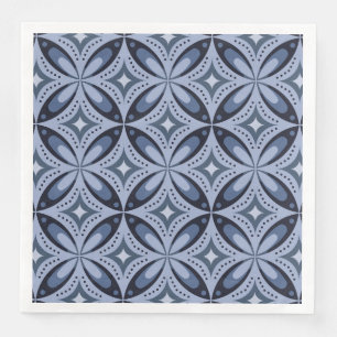 Blaues geometrisches Muster im Retro-Stil Serviette